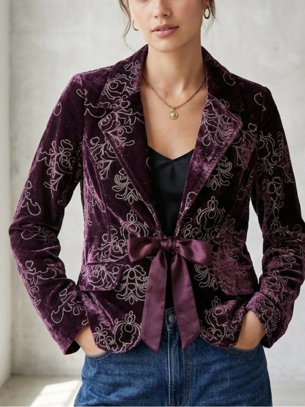 Old Navy Super Soft Embroidered Polyester Cotton Blend Dinner Jacket Size S NWOT